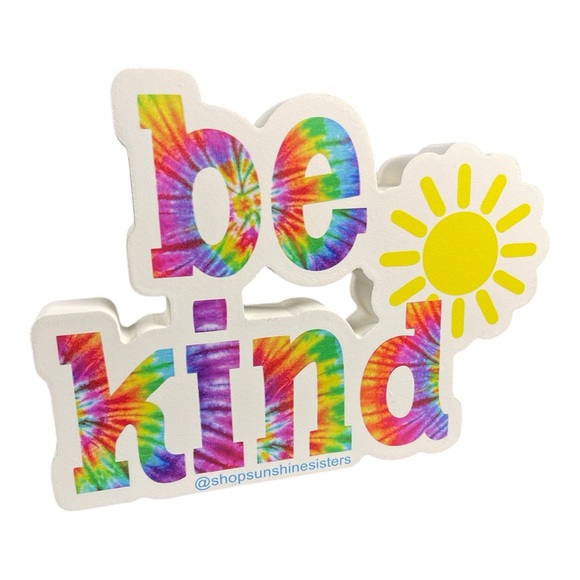 “Be Kind” Tie-Dye Decorative Wooden Sign - Picture 4 of 6